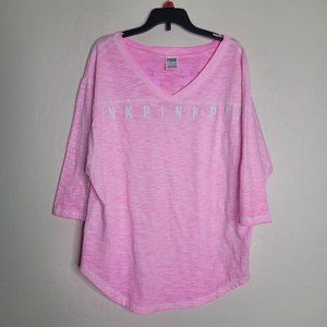 Pink Victoria's Secret V Neck T Shirt Ombre Pink Soft Long Sleeve Size XS